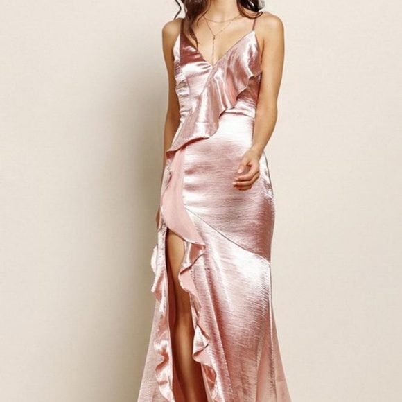 ROSE GOLD SILKY MAXI DRESS - Picture 2 of 3